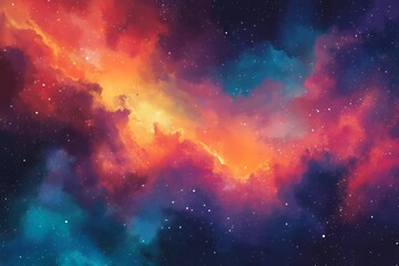 Colorful space nebula with stars. Abstract cosmic background with vibrant colors. Concept of universe, galaxy, and science.