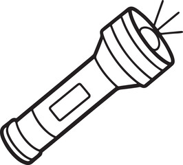 flashlight line art, black outline, vector and illustration, coloring book page line art drawing