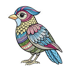 Obraz premium Hand drawn colorful bird vector image, Cute Bird illustration for kids.