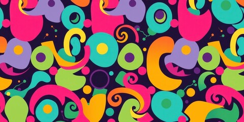 Vibrant Retro Abstract Pattern with Colorful Shapes