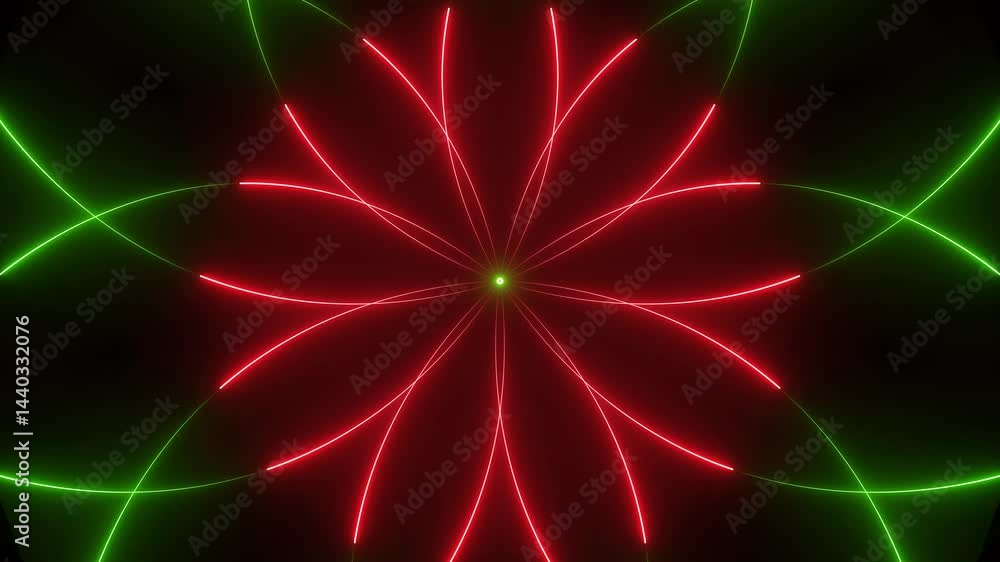 Poster glowing neon line background animation icon on black background. neon line digital light pattern bac