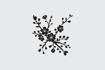 minimalist silhouette of cherry blossom in black and white