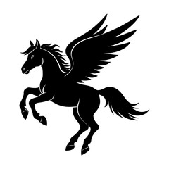 Download Flying Horse Silhouette Vector Illustration White Background Svg File For Design.