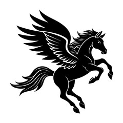 Download Flying Horse Silhouette Vector Illustration White Background Svg File For Design.