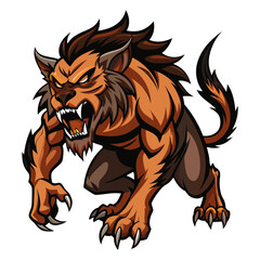 Obraz premium Download Beast Ferociously Pushes And Silhouette Vector Illustration White Background Svg File For Design.