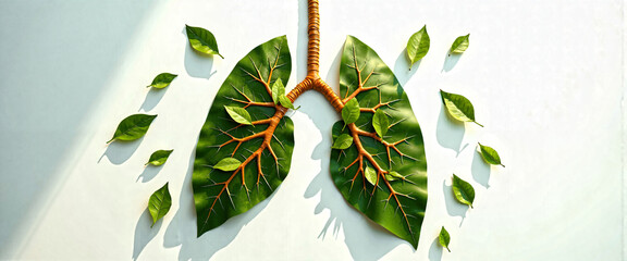 Healthy Lungs Green Leaves Nature Environmental Concept Breath Clean Air Ecology Sustainable Living
