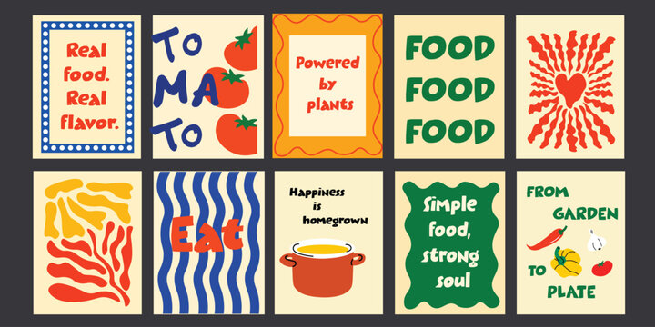 Contemporary food prints featuring minimalist and creative designs. Perfect for stylish kitchen spaces, boutique cafes, and modern restaurants.

