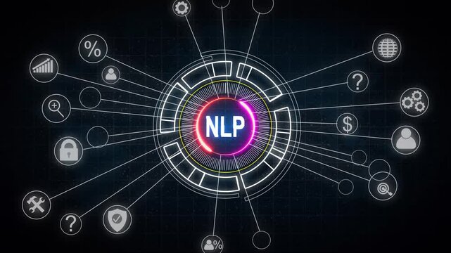 glowing, NLP Natural language processing AI Artificial intelligence grid and map background