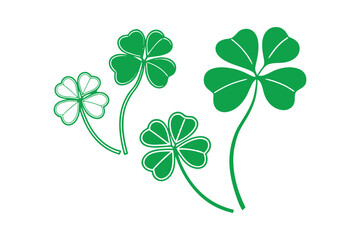 Lucky Four Leaf Clover Flat Icon Design