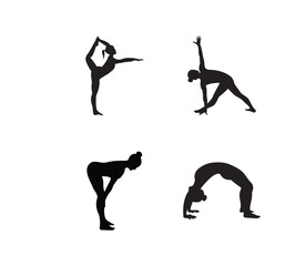  Yoga poses silhouette collection.