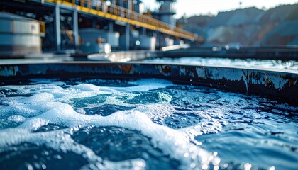 Closeup View Of Bubbly Water In Industrial Setting