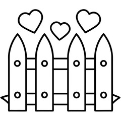 Whimsical Garden Fence with Hearts Outline