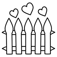 Whimsical Garden Fence with Hearts Outline