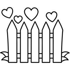 Whimsical Garden Fence with Hearts Outline