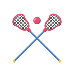 Two lacrosse sticks crossed with a ball, symbolizing the fast-paced team sport of lacrosse.