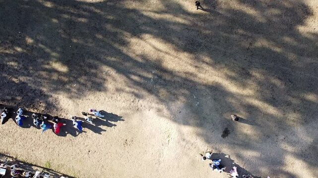 
Group of Argentine folklore dancers and gaucho riders with flags at the Argentine national festival