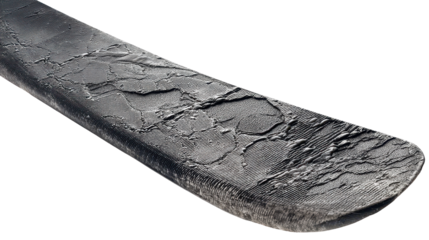Close-up of a worn ice hockey stick blade ready for action. transparent background