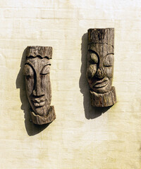 Old African mask sculptures