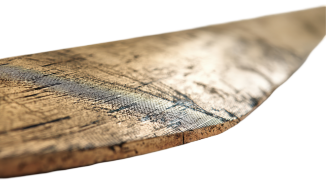 Close-up view of a beautifully crafted wooden art tool. transparent background