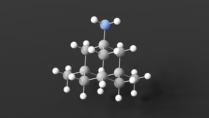 memantine molecule 3d, molecular structure, ball and stick model, structural chemical formula nmda receptor antagonist