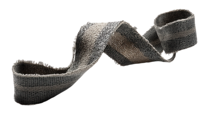 Abstract ribbon in gray tones with a textured surface. transparent background