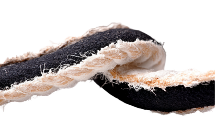 Close-up of a textured rope with twine detail for crafting purposes. transparent background