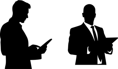 Business Professionals Using Tablets – Silhouette Art
