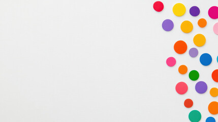 Colorful dots in various sizes are neatly arranged on clean white background, creating vibrant and playful design. dots are in pride colors, adding cheerful and lively touch