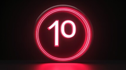 Glowing red number 10 inside a neon circle in a minimalist style.