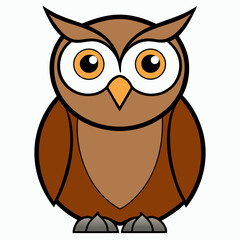 owl, bird, cartoon, animal, vector, illustration, cute, nature, art, wise, drawing, design, icon, wing, wild, eyes, brown, feather, character, beak, wildlife, night, branch, tree, glasses
