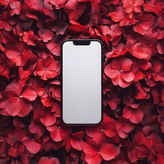 Smartphone Mockup with Red Flowers.