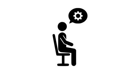 Male Seated in Chair black and white icon