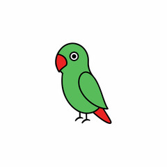 green parrot on white background