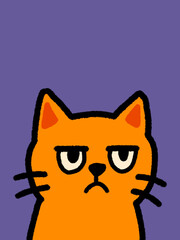 Cat hand drawn art - canvas print art - wall decoration - colorful cat - kids book - cat expression