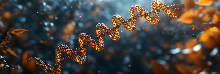 Glowing DNA Strand 3D Illustration