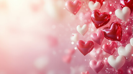 Romantic Floating Hearts on a Soft Pink Background - valentine background with hearts