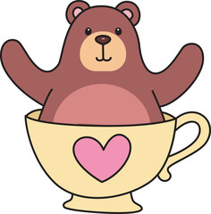Illustration of cute bear icon.
Funny bear in daily activities elements.