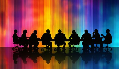 Silhouettes of businesspeople in a meeting