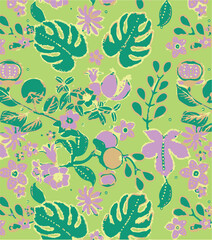 abstract, vector, monochrome, big flowers, all over textiles design, illustration digital image can be used for wrapping paper