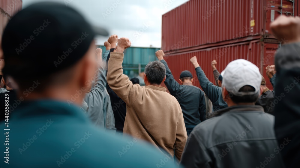 Poster empowered workers raise their fists in solidarity during protest, showcasing unity and determination