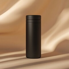 Black Thermos with Beige Background. (5)
