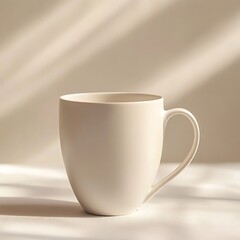 Beige Mug with Sunlit Table.