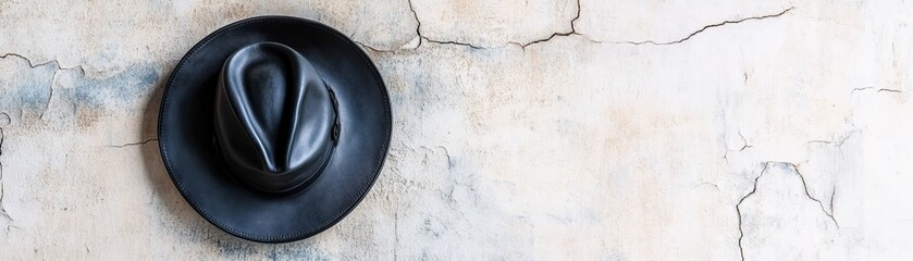 Black Fedora on Cracked Wall,Vintage ,Fashion