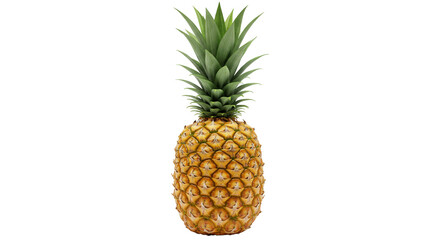 Fototapeta premium Standing pineapple with lush green crown and vibrant yellow skin set against transparency effect