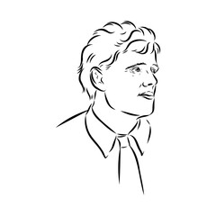 Jack London vector sketch illustration portrait