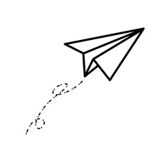 Paper airplane with dotted line vector. Travel symbol. vector illustration.