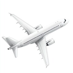 white airplane on a flying isolated background