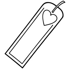 Vector Line Art Heart Accent Bookmark