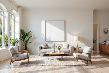 Bright and Modern Living Room with Cozy Furniture and Natural Light