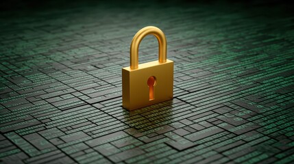 Fototapeta premium Minimalist padlock surrounded by binary code symbolizing secure digital environment